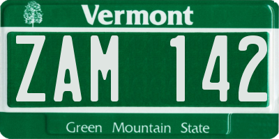 VT license plate ZAM142
