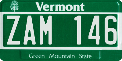 VT license plate ZAM146
