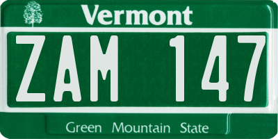 VT license plate ZAM147
