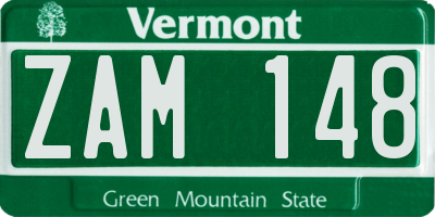 VT license plate ZAM148