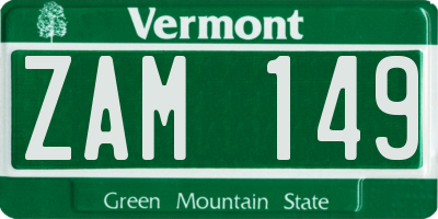 VT license plate ZAM149