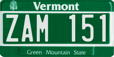 VT license plate ZAM151