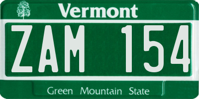 VT license plate ZAM154