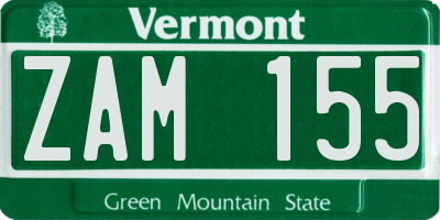 VT license plate ZAM155