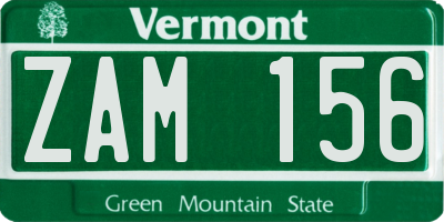 VT license plate ZAM156