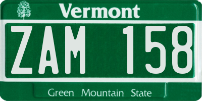 VT license plate ZAM158