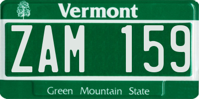 VT license plate ZAM159