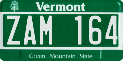 VT license plate ZAM164