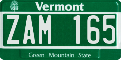 VT license plate ZAM165