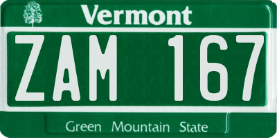 VT license plate ZAM167