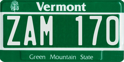 VT license plate ZAM170