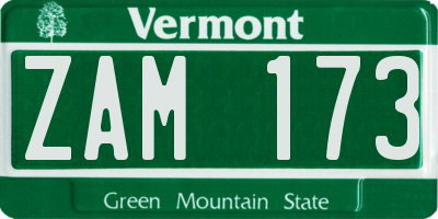 VT license plate ZAM173