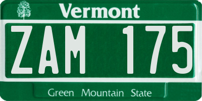 VT license plate ZAM175