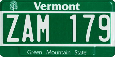 VT license plate ZAM179