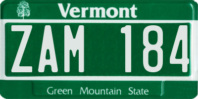 VT license plate ZAM184