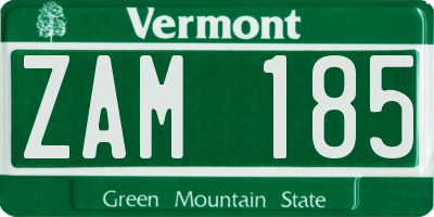 VT license plate ZAM185