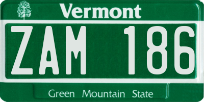 VT license plate ZAM186