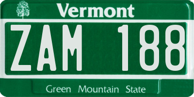 VT license plate ZAM188