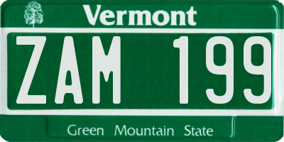 VT license plate ZAM199