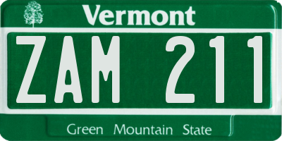 VT license plate ZAM211