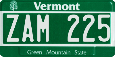 VT license plate ZAM225