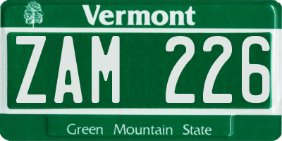 VT license plate ZAM226