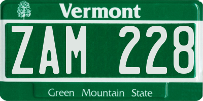 VT license plate ZAM228