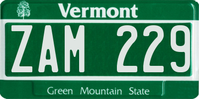 VT license plate ZAM229