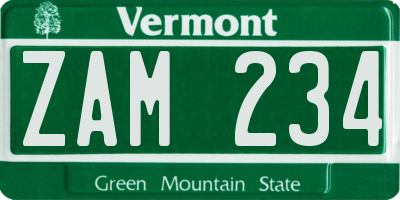 VT license plate ZAM234
