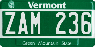 VT license plate ZAM236