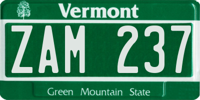 VT license plate ZAM237