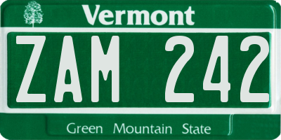 VT license plate ZAM242