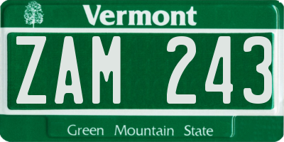 VT license plate ZAM243
