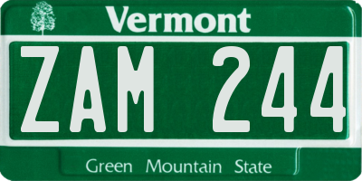 VT license plate ZAM244