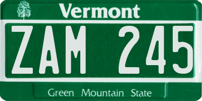 VT license plate ZAM245