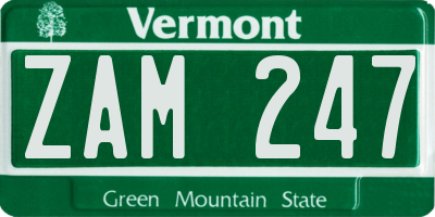 VT license plate ZAM247