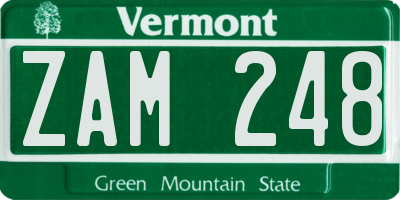 VT license plate ZAM248