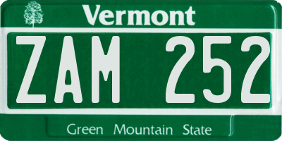 VT license plate ZAM252