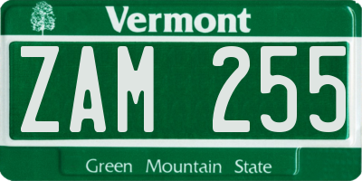 VT license plate ZAM255