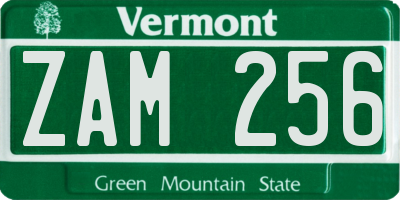 VT license plate ZAM256