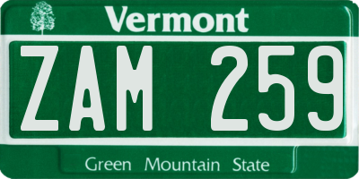 VT license plate ZAM259