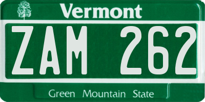 VT license plate ZAM262