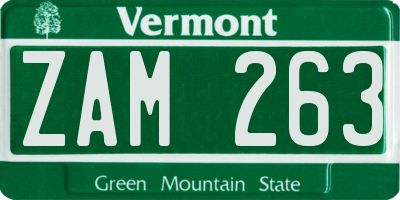 VT license plate ZAM263