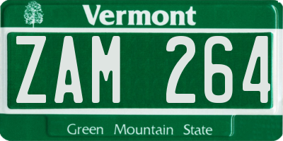 VT license plate ZAM264