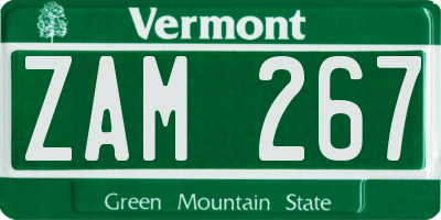 VT license plate ZAM267