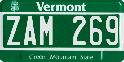 VT license plate ZAM269