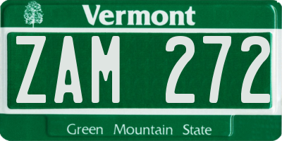 VT license plate ZAM272
