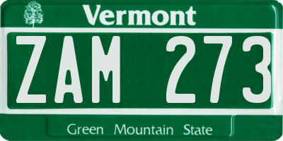 VT license plate ZAM273