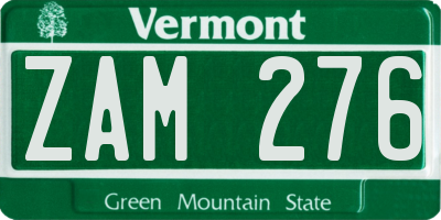 VT license plate ZAM276
