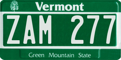 VT license plate ZAM277